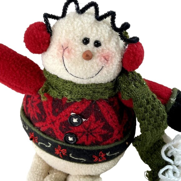 Snowman Christmas Decoration Plush Dangle Legs 12 in Tall u - Picture 2 of 4